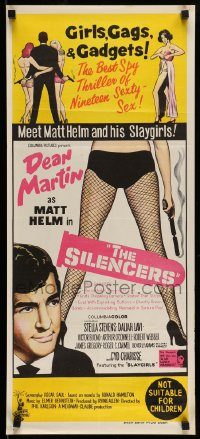 6g954 SILENCERS Aust daybill '66 different sexy art of Dean Martin & the Slaygirls!