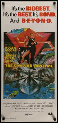 6g965 SPY WHO LOVED ME Aust daybill R80s great art of Roger Moore as James Bond 007 by Bob Peak!