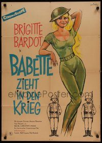 6g243 BABETTE GOES TO WAR East German 23x32 '60 Brigitte Bardot, Babette s'en va-t-en guerre!