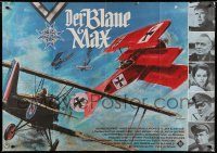 6g579 BLUE MAX German 33x47 '66 great art of World War I fighter planes + portraits of top cast!
