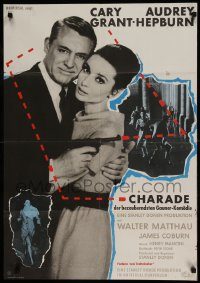 6g618 CHARADE German '63 art of tough Cary Grant & sexy Audrey Hepburn, expect the unexpected!
