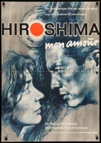 6g669 HIROSHIMA MON AMOUR German '60 Alain Resnais classic, great Litter art of Riva & Okada!