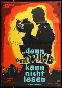 6g749 WIND CANNOT READ German '59 romantic close up art of Dirk Bogarde & Yoko Tani in British India