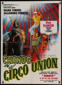 6g387 CHANOC EN EL CIRCO UNION Mexican poster '79 Rafael Perez Grovas, cool circus artwork!