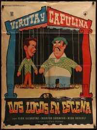 6g400 DOS LOCOS EN ESCENA Mexican poster '60 Marco Antonio Campos, Gaspar Henaine!