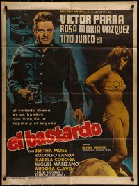 6g404 EL BASTARDO Mexican poster '68 artwork of Victor Parra, sexiest Rosa Maria Vazquez!