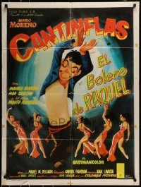 6g405 EL BOLERO DE RAQUEL Mexican poster R70s wonderful art of Cantinflas & sexy dancing girls!
