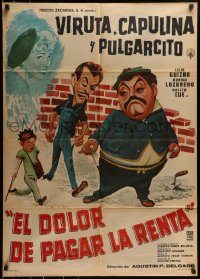 6g409 EL DOLOR DE PAGAR LA RENTA Mexican poster '60 Agustin P. Delgado, Antonio 'Viruta' Campos!