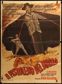 6g426 EL PISTOLERO DEL DIABLO Mexican poster '74 western horror action artwork, Ruben Galindo!