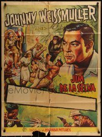 6g453 JUNGLE JIM Mexican poster '50s completely different art of Johnny Weissmuller & chimp!