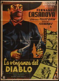 6g479 LA VENGANZA DEL DIABLO Mexican poster '55 Aguilar, cowboy western art by Francisco Moffitt!