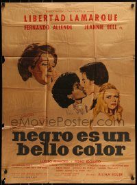 6g510 NEGRO ES UN BELLO COLOR Mexican poster '74 cool art of Libertaf Lamarque and top cast!