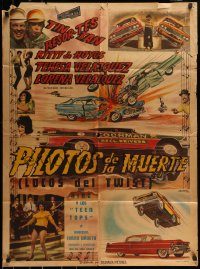 6g519 PILOTOS DE LA MUERTE Mexican poster '62 Chano Urueta, German 'Tin-Tan' Valdes, Martinez!