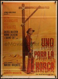 6g549 UNO PARA LA HORCA Mexican poster '74 artwork of hangman waiting at gallows w/rope!