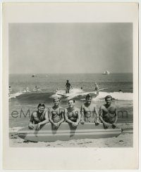 6h060 ASTRONAUTS 8x10 music publicity still '60s the rock 'n' roll band on beach with surfboard!