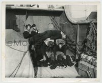 6h067 BACK FROM THE FRONT 8.25x10 still '43 Three Stooges, Moe & Larry by pile of sailors on ship!
