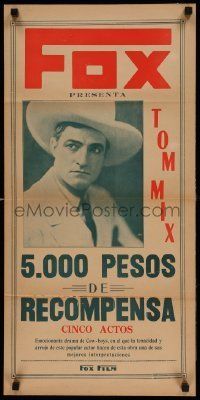 6j229 DAREDEVIL'S REWARD Argentinean '28 great inset image of Tom Mix and cool frame art, rare!