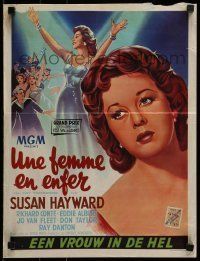 6j103 I'LL CRY TOMORROW Belgian '55 different artwork of distressed Susan Hayward!