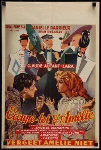 6j104 KEEP AN EYE ON AMELIA Belgian '49 Occupe-toi D'Amelie, art of Danielle Darrieux & Desailly!