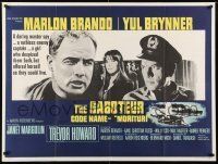 6j149 MORITURI British quad '65 art of Marlon Brando & Nazi captain Yul Brynner, The Saboteur!