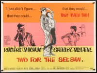 6j160 TWO FOR THE SEESAW British quad '62 art of Robert Mitchum & sexy beatnik Shirley MacLaine!