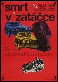 6j299 TOD IN DER KURVE Czech 23x33 '72 Horst Hiemer, Renate Reinecke, cool Machon art of cars!