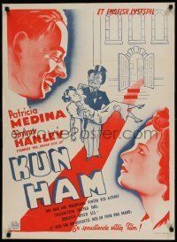 6j186 KISS THE BRIDE GOODBYE Danish '49 wacky different art of Patricia Medina, Jimmy Hanley!