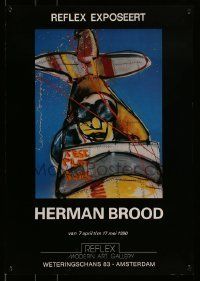 6j015 HERMAN BROOD exhibition Dutch '89 cool, different art of airplane and pilot by the artist!