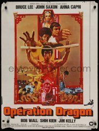6j549 ENTER THE DRAGON French 24x32 '73 Bruce Lee kung fu classic, the movie that made him a legend!