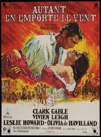 6j555 GONE WITH THE WIND French 23x32 R70s Clark Gable, Vivien Leigh, Terpning artwork, classic!