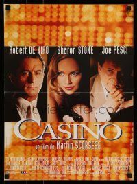 6j575 CASINO French 16x21 '96 Martin Scorsese, Robert De Niro & Sharon Stone, Pesci, different!