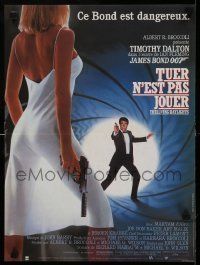 6j619 LIVING DAYLIGHTS French 15x20 '87 Tim Dalton as James Bond & sexy Maryam d'Abo w/gun!