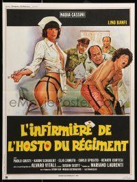 6j631 NURSE IN THE MILITARY MADHOUSE French 16x21 '79 wild sexy artwork of nurse with syringe!