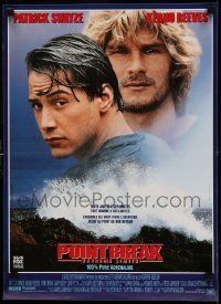 6j635 POINT BREAK French 15x21 '91 Keanu Reeves & Patrick Swayze, bank robbery & surfing!
