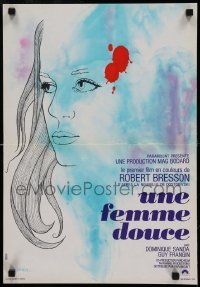 6j661 UNE FEMME DOUCE French 15x22 '69 Robert Bresson's Une femme douce, wonderful art by Chica!