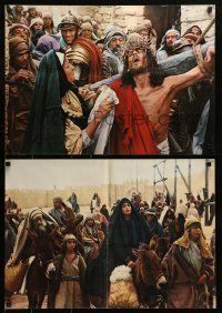 6j092 JESUS OF NAZARETH set of 12 Italian 18x25 pbustas '77 Zeffirelli, Powell in crown of thorns