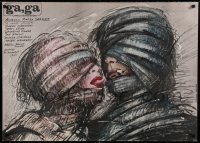 6j962 GA, GA CHWALA BOHATEROM Polish 27x37 '85 art of bandaged couple by Pagowski & Hoffman!