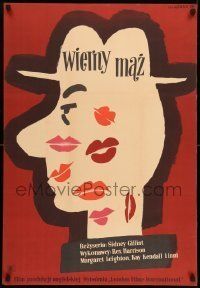 6j849 CONSTANT HUSBAND Polish 23x33 '57 wacky different art of Harrison with many kisses by Gorka!