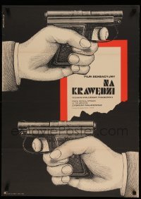 6j896 ON THE EDGE Polish 23x32 '72 Podgorski's Na krawedzi, Eryk Lipinski art of pistols!