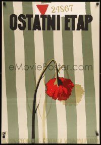 6j897 OSTATNI ETAP Polish 23x33 R88 Trepkowski art, wilted flower over concentration camp uniform!