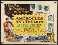 6k018 ANDROCLES & THE LION style B 1/2sh '52 artwork of Victor Mature, sexy Jean Simmons!