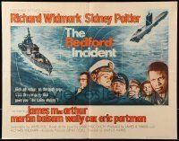 6k037 BEDFORD INCIDENT 1/2sh '65 Richard Widmark, Sidney Poitier, cool battleship & submarine art!