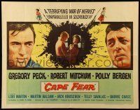 6k065 CAPE FEAR 1/2sh '62 Gregory Peck, Robert Mitchum, Polly Bergen, classic film noir!