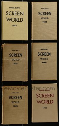 6m104 LOT OF 6 SCREEN WORLD ANNUAL HARDCOVER 1949-55 BOOKS '49-55 great movie star images & info!