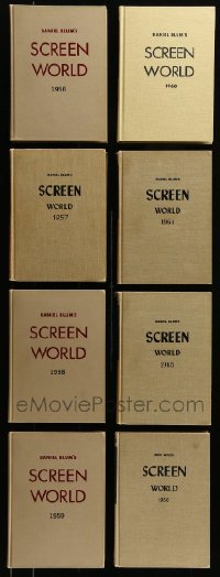 6m105 LOT OF 8 SCREEN WORLD ANNUAL HARDCOVER 1956-66 BOOKS '56-66 great movie star images & info!