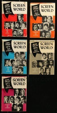 6m107 LOT OF 5 SCREEN WORLD ANNUAL HARDCOVER 1970-74 BOOKS '70-74 great movie star images & info!