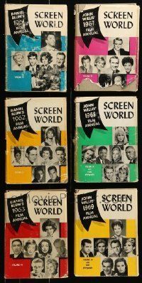 6m106 LOT OF 6 SCREEN WORLD ANNUAL HARDCOVER 1961-69 BOOKS '61-69 great movie star images & info!