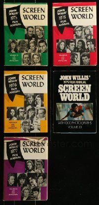 6m108 LOT OF 5 SCREEN WORLD ANNUAL HARDCOVER 1975-79 BOOKS '75-79 great movie star images & info!