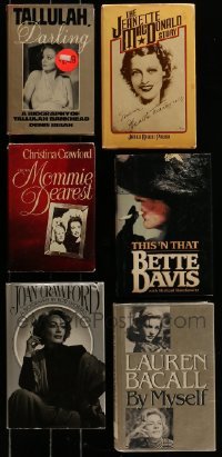 6m129 LOT OF 6 ACTRESS BIOGRAPHY HARDCOVER BOOKS '70s-80s Bankhead, Bacall, Crawford & more!