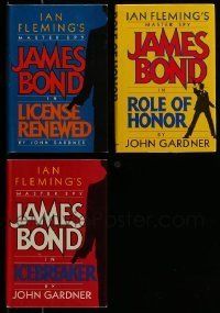 6m157 LOT OF 3 JAMES BOND JOHN GARDNER HARDCOVER BOOKS '80s License Renewed, Role of Honor +more!